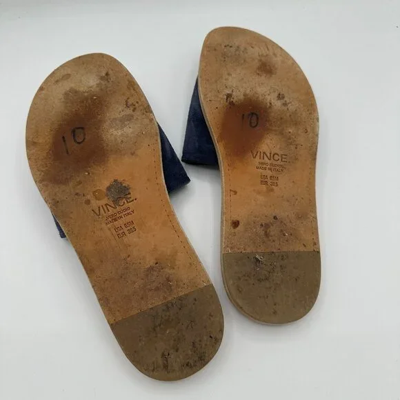 Vince Navy Blue Suede Torrell Slides Women's 8.5M - Picture 5 of 5